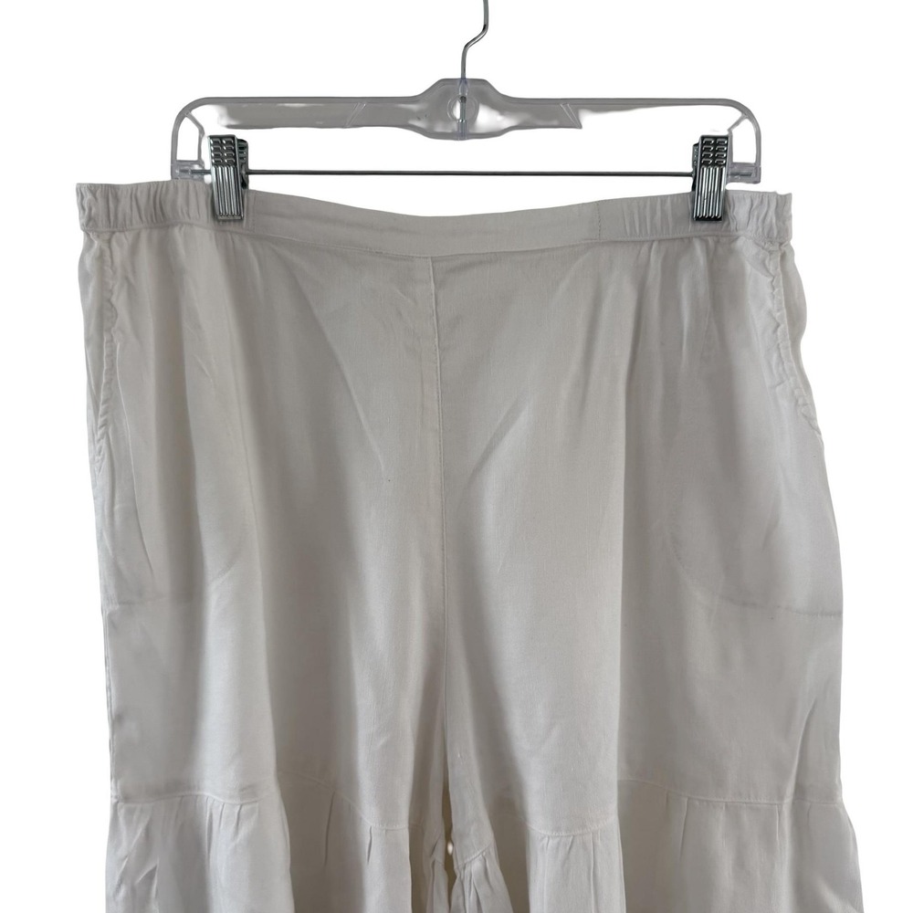 Kleen Culotte Shorts Womens XL White Ruffle Hem Flowy Linen Boho Casual Artisan - Picture 6 of 14
